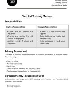 Printable First Aid Training Scope Of Work Template Free First Aid Training Scope Of Work Template