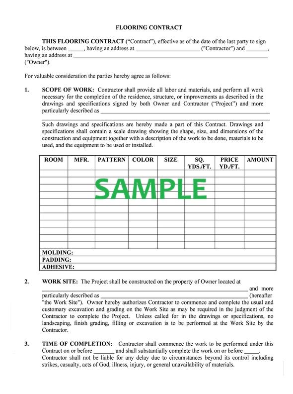 Free Flooring Installation Scope Of Work Template