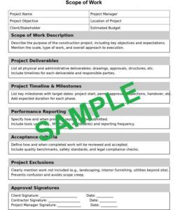 Free Project Manager Scope of Work Template