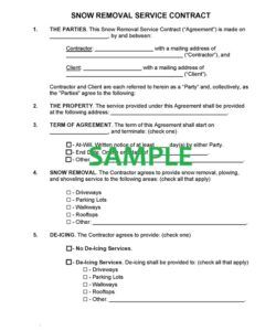Free Snow Removal Scope Of Work Template