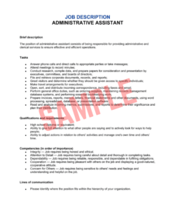 Administrative Assistant Scope Of Work Template